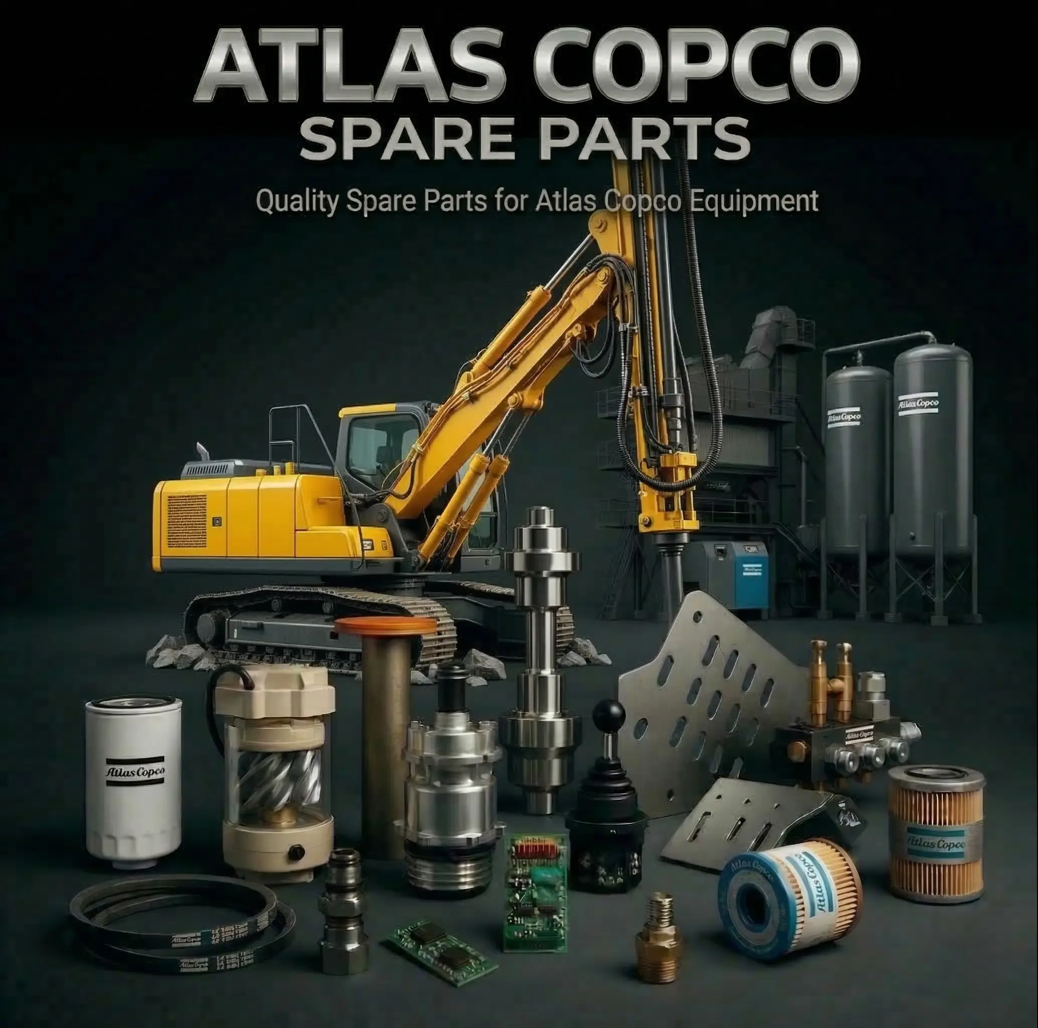 Atlas Copco GA series service kit with oil separator and filters.